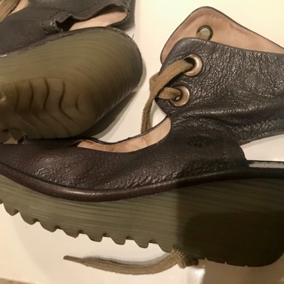 Fly London Leather Wedge Sandals - Picture 1 of 3